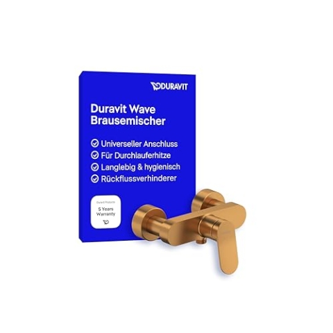 Duravit Wave Duscharmatur Aufputz für 1 Verbraucher, Badewannenarmatur mit Rückflussverhinderer, Einhebel-Brausemischer mit Keramikmischsystem, Bronze Gebürstet