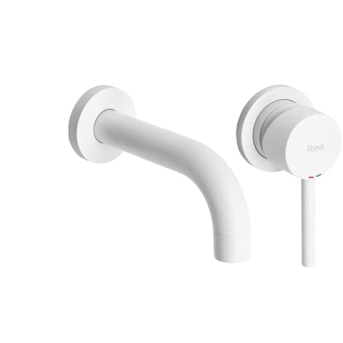 Rea Waschtischarmatur LUNGO WHITE MAT + BOX Wasserhahn Bad Badarmatur aus Messing Armatur für Waschbecken und Badewannen Badezimmer Mischbatterie Einhebel (Weiß Matt)