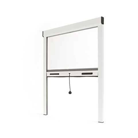 Fliegengitter Insektenschutzrollo Aluminium für Fenster - Weiss, B150 x H160cm - Fiberglas Fliegengitternetz - Fliegengitterrollo Insektenschutz