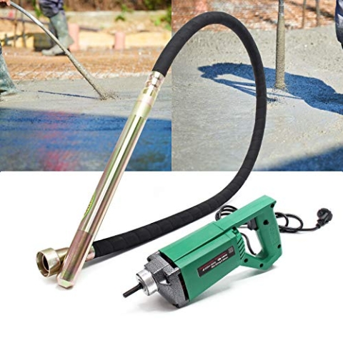 Wiltec Elektro Einhand Betonrüttler 580 W, Betonverdichter mit Ø 35 mm Rüttelflasche mit 200 cm Schlauchlänge, Flaschenrüttler mit Flexibler Welle