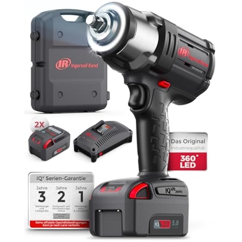 Ingersoll-Rand Akku Schlagschrauber Set W7152-K22B-EU, mit 1.360 Nm Drehmoment und 2x Litium Ionen 20V Akkus 5,0 Ah im Werkzeugkoffer
