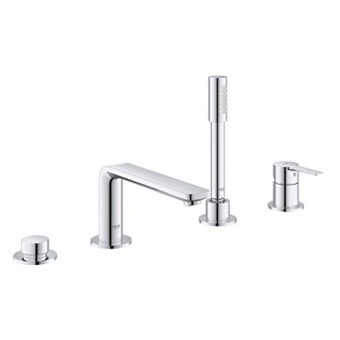 GROHE Lineare - 4-Loch-Einhand-Wannenkombination (Umstellung Wanne/Brause, mit Temperaturbegrenzer, flexible Anschlusschläuche, langlebig), chrom, 19577001