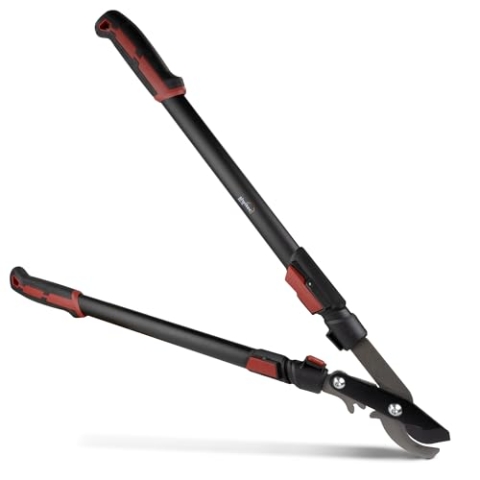 siwitec Teleskop Bypass Getriebeastschere SG-21, Bypass Baumschere für frisches Holz bis zu Ø 40 mm, Astschere mit scharfer Klinge aus Kohlenstoffstahl, Länge: 66-92 cm, Baumschere, Gartenschere