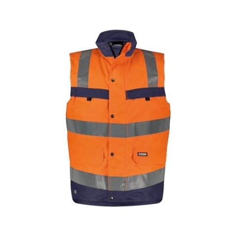 DASSY® Bilbao Warnschutz Weste - Größe S - NEONORANGE/DUNKELBLAU