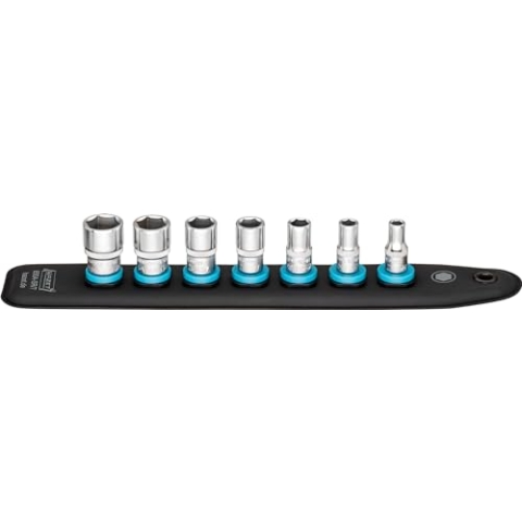 HAZET - SmartRail 1/4" 850A-SR/7, Kunststoff-Steckleiste,Halterung für 7 Steckschlüsseleinsätze, Antrieb: Vierkant 6,3 mm (1/4 Zoll), Abtrieb: Außen Sechskant-Tractionsprofil magnetisch, rutschfest