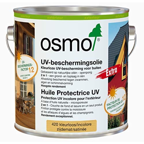 Osmo UV-Beschermingsolie 420, Kleurloos 2,5 liter 420, Kleurloos Beschermt verticaal hout tegen Uv-straling