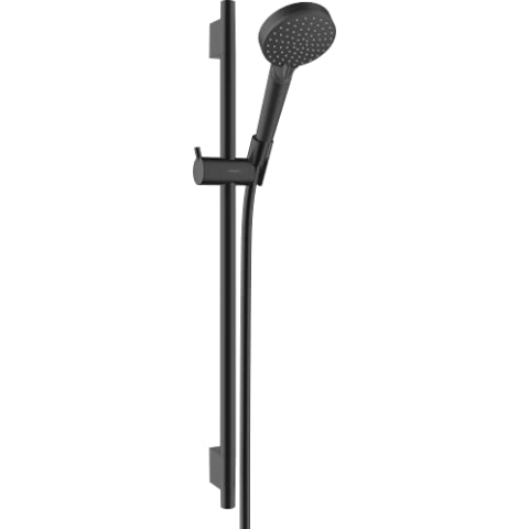 hansgrohe Duschset Vernis Blend, Duschkopf wassersparend mit Duschschlauch und Duschstange 0,65m, Handbrause mit 2 Strahlarten, Mattschwarz