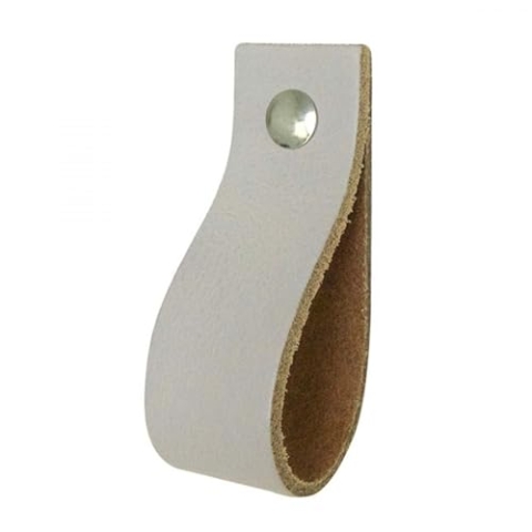 Handles and more - 6 x Ledergriffe für Möbel - Hellgrau - Größe S 15,8cm - inkl. 3 Schraubenfarben - Schrankgriffe Leder - Türgriffe Leder - Ledergriffe für Schuhschrank & Schublade - Lederschlaufen