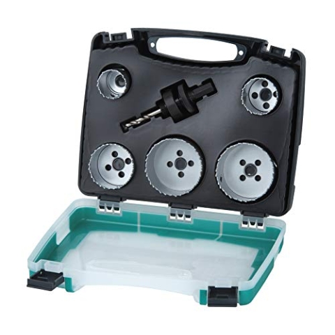 wolfcraft Bi-Metall-Lochsägeneinsatz-Set „Sanitär“, 6-tlg. I 5422000 I Für Holz, Kunststoffe, Metalle und Trockenbaumaterialien, Ø 25-83 mm, Schnitttiefe 40 mm