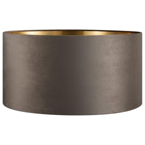 Home Sweet Home Samt-Lampenschirm VELVET, Grau + gold | 50 cm großer trommelförmiger E27-Lampenschirm | Kann mit Kronleuchtern und Stehlampen verwendet werden | Geeignet für Wohn- und Esszimmer