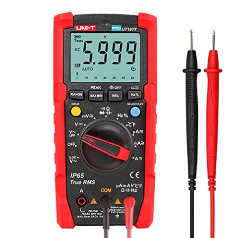 UNI-T UT191T Profi Multimeter IP65, 600V AC/DC, 20A, 10Hz-1MHz, -40°C-400°C/-40°F-752°F