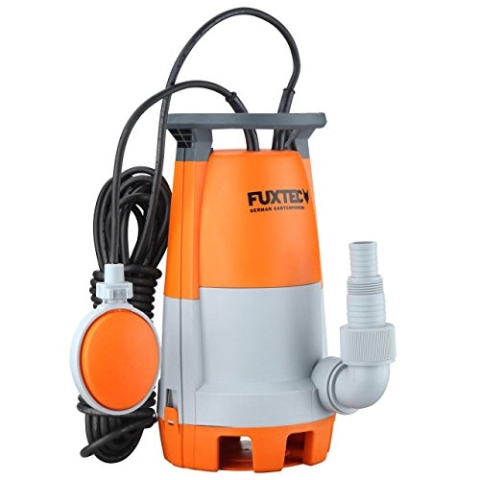 FUXTEC Teichpumpe FX-TP1750 Schmutzwasserpumpe Tauchpumpe 750 Watt, max. 12000 l/h, max. 7 m Förderhöhe, Fremdkörper bis 30 mm, stufenloser Schwimmerschalter