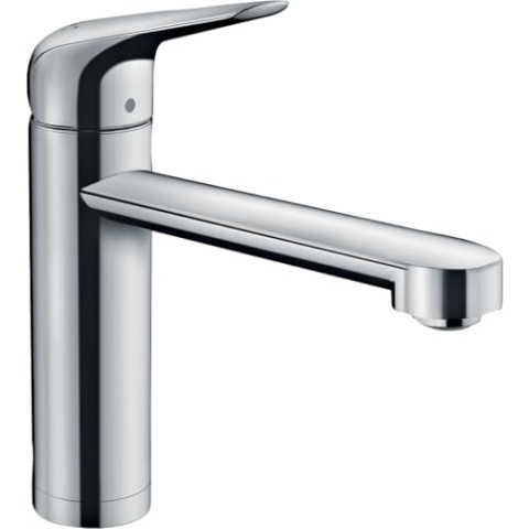 hansgrohe Vorfenster Küchenarmatur Focus M42, Wasserhahn Küche mit Auslauf Höhe 120 mm, 360° drehbar, 1 Strahlart, Chrom