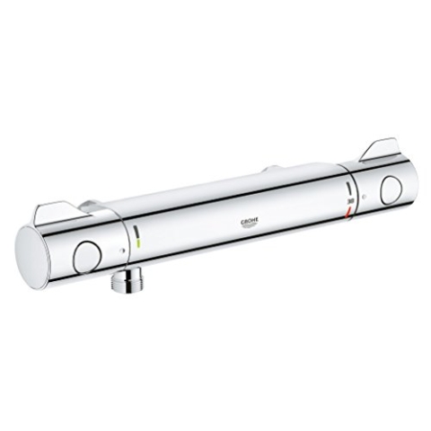GROHE Grohtherm 800 - Thermostat Brausebetterie (eingebaute Rückflussverhindere, integrierte Mischwasserabsperrung, ohne Anschlüsse) Silber, 34561000