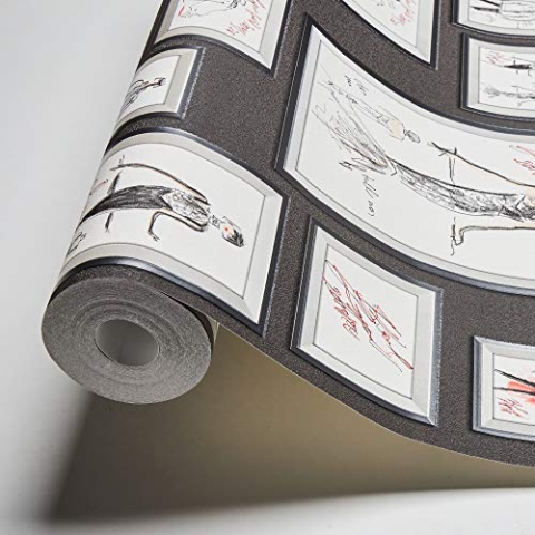 Architects Paper KARL LAGERFELD - Vliestapete Sketch - Luxustapete 10,05m x 0,53m - Designertapete Made in Germany - grau rot weiß 378461 37846-1