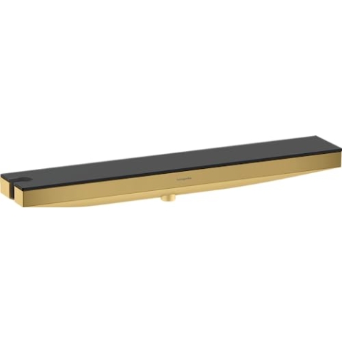 hansgrohe Wandanschluss mit Duschkopfhalterung und Duschablage Rainfinity, Schlauchanschluss Dusche mit Brausehalter (links) und Duschregal 50cm, Polished Gold Optic
