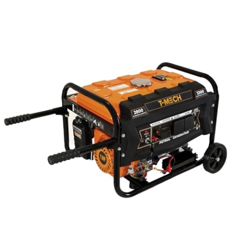 Tragbarer Benzingenerator 3300W 7PK 4-Takt 210cc Elektrostart Digitalanzeige Einphasige Stromversorgung 230V AC Ausgang 12V DC Stahl Tank 12L Räder Werkzeugsatz und Trichter