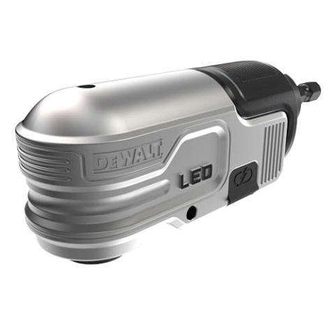 DEWALT schlagfester Winkelvorsatz ¼” mit LED DTLRA-QZ (Einsetzbar auf Schlagschraubern bis max. 41 Nm Drehmoment, 38 mm Kopfhöhe, 45 Lumen LED-Licht, aufladbare Batterie, mit USB-Kabel)
