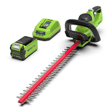 Greenworks G40HT61K2 Akku Heckenschere, 61 cm Doppelklingen, schneidet bis zu 27 mm dicke Äste und Stämme, 3000 Schnitte pro Minute, 40V 2Ah Akku & Ladegerät, 3 Jahre Garantie