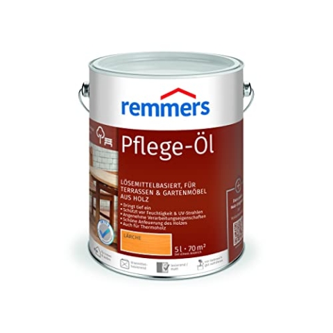 Remmers Pflege-Öl lärche, 5 Liter, Holzöl für Holz innen und außen, wasserabweisend, wetterfest, für Gartenmöbel und Holzterrassen geeignet