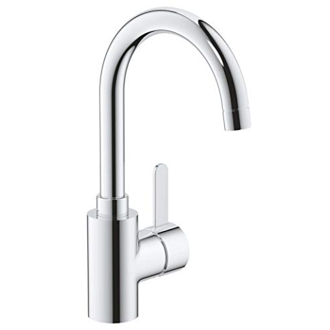 GROHE Eurosmart Cosmopolitan, Waschtischarmatur hoch, wassersparend (Wasserhahn für das Bad, Badarmtur mit Pop-Up Ablauf, 30cm hoch, einfache Installation am Waschbecken), chrom, 23933001