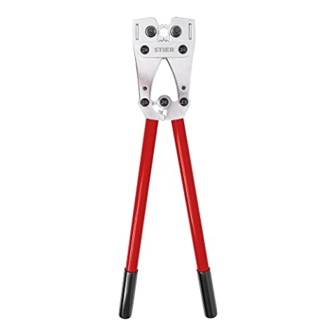 STIER Presszange 6-Kant, 6-120 mm², für Kabelschuhe & Verbinder, mechanischer Antrieb, wartungsarm, kraftsparendes Arbeiten
