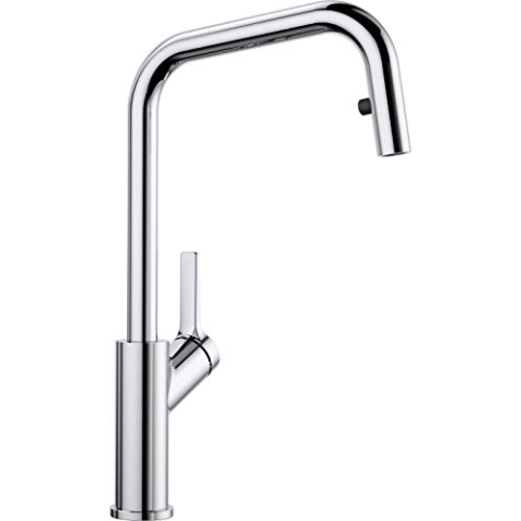 BLANCO JURENA-S | Küchenarmatur in chrom | Hochdruck | Mit herausziehbarem Schlauch | Rückflussverhinderer | Keramik Kartusche | Gesicherte Wasserqualität & wassersparend