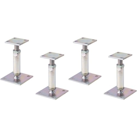 Alberts 4er Set Pfostenträger | höhenverstellbar, zum Aufschrauben | galvanisch verzinkt, dickschichtpassiviert | Höhe 150-190 mm