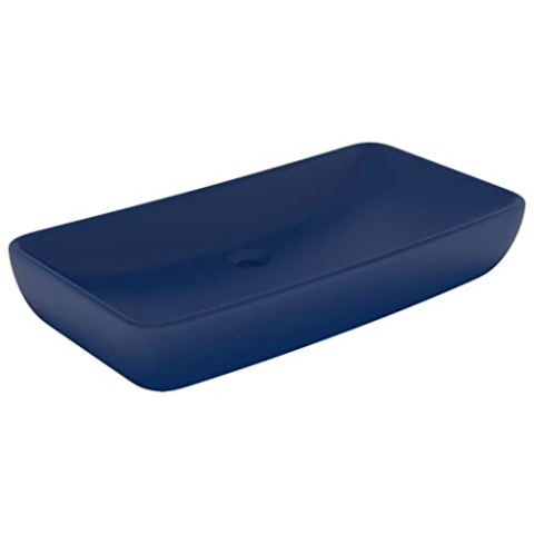 vidaXL Luxus Waschbecken Rechteckig Waschtisch Aufsatzwaschbecken Waschplatz Handwaschbecken Aufsatzwaschtisch Matt Dunkelblau 71x38cm Keramik