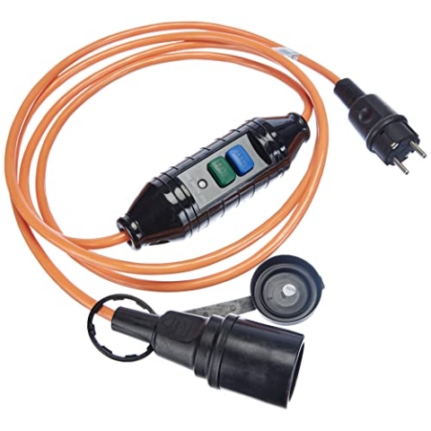 Bachmann Personenschutz-Verlängerungskabel mit PRCD 230V 3m Kabel Orange, Schwarz 341.880