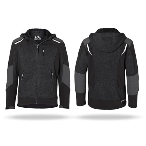KÜBLER Workwear WEATHER Strickjacke | Arbeitsjacke Herren & Damen | Gefütterte Strickjacke mit Reißverschluss | Kapuzenjacke | Outdoorjacke mit Reflex-Elementen | Arbeitskleidung Unisex | OEKO-TEX®