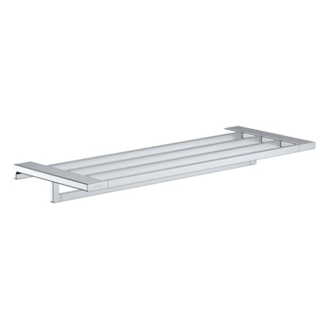 hansgrohe AddStoris - Handtuchablage mit Handtuchhalter, Badetuchhalter für Wandmontage, verdeckte Befestigung, Badezimmer Zubehör, Chrom, 41751000