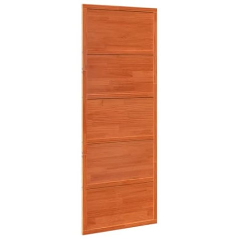 vidaXL Scheunentür, Holzschiebetür Platzsparend, Zimmertür Scheunentor-Look, Schiebetür Holztür Innentür, Wachsbraun 80x208cm Massivholz Kiefer