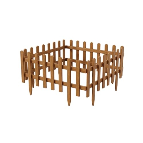 4er Set Steckzaun Holz Braun 40 x 94 | 55 cm Hoch | natürlicher Zaun in 3 Farben imprägniert | Beetumrandung für Blumenbeet/Gemüsebeet Vor Gartenzaun Rasenkante Wurzelsperre Zaunelemente Holzzaun