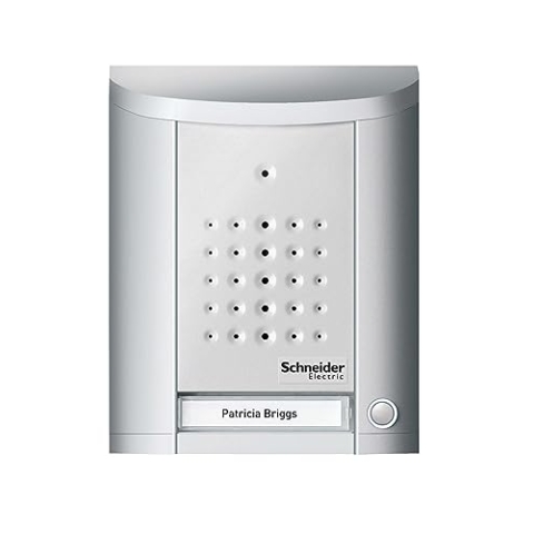 Schneider Electric Ritto Türstation, Entravox, Audio für 1-Familienhaus, Gegensprechanlage mit Beleuchtung und Klingeltaste, Aufputz, Außeneinheit, silber eloxiert, Artikelnummer 1840120