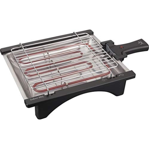 Jata BQ95 Elektrogrill, perfekt für zwei Personen, ohne Rauch, ohne Gerüche, abnehmbarer Grill mit 2 Höhen, Tablett aus Edelstahl, gesunde Küche mit Wasser [Energieeffizienzklasse A]