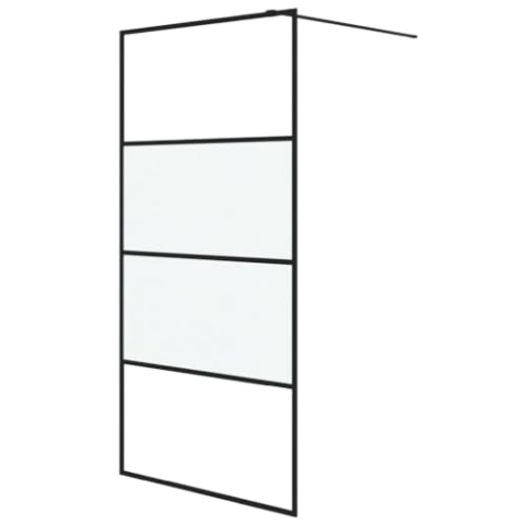 vidaXL Duschwand für Walk-In Dusche Duschabtrennung Duschtrennwand Duschkabine Duschtür Eckeinstieg Trennwand Schwarz 100x195cm Halbmatt ESG