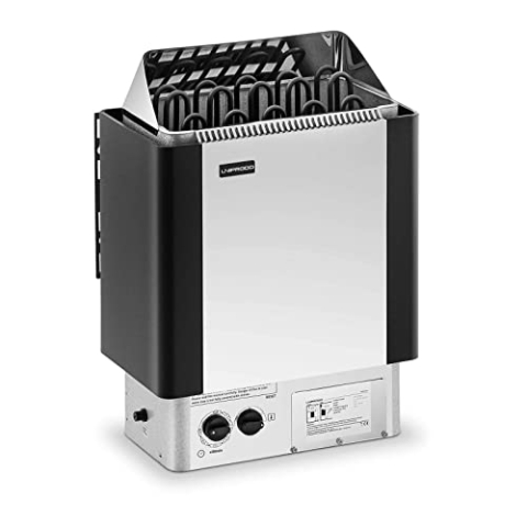 Uniprodo UNI_SAUNA_S9.0KW Saunaofen elektrisch 9 kW 30 bis 110 °C inkl. Steuerung Überhitzungsschutz Timer Zeitschaltuhr Sauna Ofen für 9-13 m³ Saunazubehör Wandmontage möglich Trockendampfsauna
