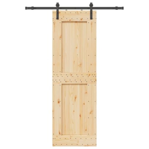 vidaXL Schiebetür mit Beschlag 70x210 cm Massivholz Kiefer, Innentür, Holzschiebetür, Scheunentür, Innenschiebetür, Holz Schiebetür, Innenscheunentür