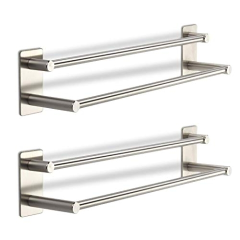 2 x Hakenleiste TALIDA Edelstahl selbstklebend mit 3M Klebepad (Länge: 435 mm/Stangen-Ø 12 mm) inkl. 3 S-Haken für Küche und Bad Wandhaken von SO-TECH®