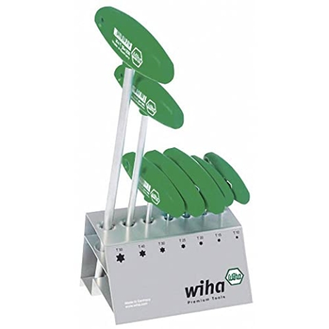 Wiha Stiftschlüssel mit Quergriff Set TORX® 7-tlg. mattverchromt im Werkbankständer (01348)