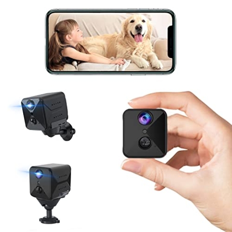javiscam Mini Überwachungskamera,2K Überwachungskamera,Kamera Überwachung Innen,Mini Kamera Live Übertragung Handy,Kamera mit Hochkapazitäts-Akku,Bewegungsmelder,Nachtsicht SD/Cloud-Speicher
