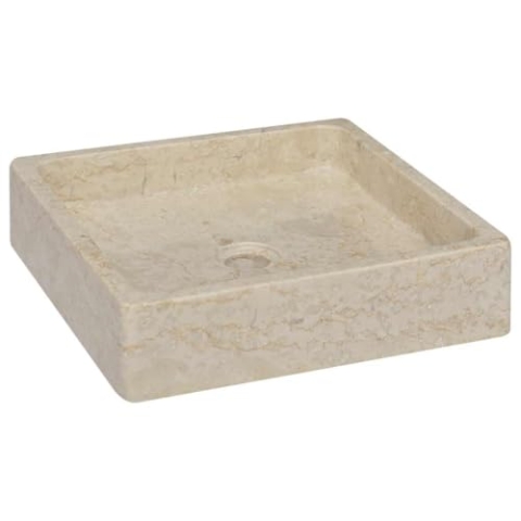 vidaXL Waschbecken Aufsatzwaschbecken Waschtisch Waschplatz Handwaschbecken Waschschale Naturstein Becken Badezimmer Creme 40x40x10cm Marmor