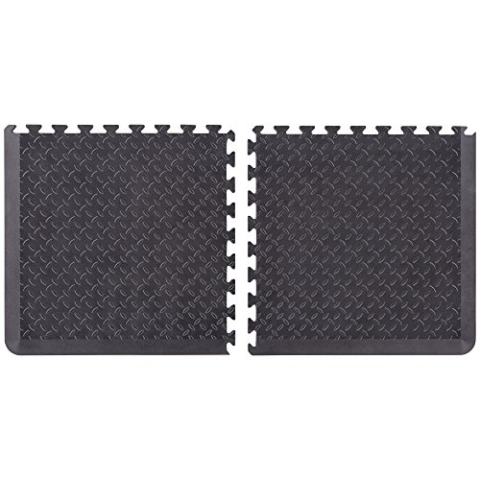 Unicomfort Anti Ermüdungsmatte - 2 Eckstücke - 60 x 60 x 1.5CM - Werkstattmatte für Stehende Berufe - Fördert die Blutzirkulation - Reduziert Ermüdung - Schwarz