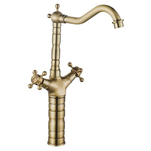 Rea Waschtischarmatur Rustico antique gold Wasserhahn Bad Badarmatur aus Messing Armatur für Waschbecken Badezimmer Mischbatterie Waschbecken Einhebel (Gold)