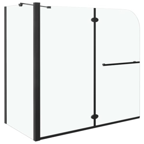 vidaXL Duschkabine Doppel Faltbar Duschabtrennung Duschwand Dusche Badewannenaufsatz Badewannenfaltwand für Badewanne ESG 120x68x130cm Schwarz