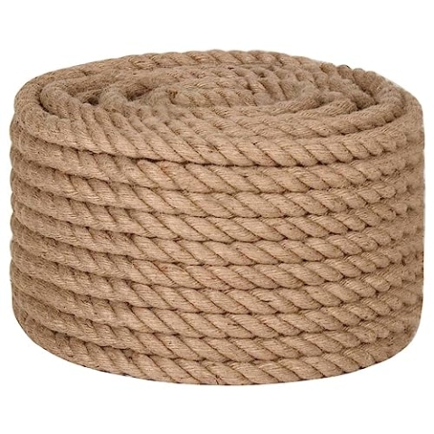 vidaXL Juteseil, Hanfseil Juteschnur 50 m Länge 24 mm Stärke, Gartenschnur Paketschnur für Basteln Dekorieren Verpacken, Jutekordel Kordel Seil