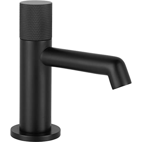 Ben Engraved Cross Kaltwasserhahn für Gaste-WC, Kaltwasserarmatur Messing Antibakteriell & Langlebig, Wastischarmatur Matt Schwarz für Waschbecken