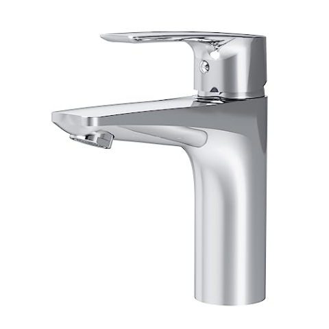 AM.PM GEM FGA02100 Einhebel-Waschtischarmatur, kratzfester Wasserhahn, leicht zu reinigen, Auslaufhöhe 79mm, Chrom
