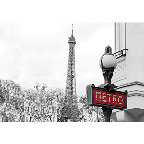 Forwall Fototapete Vlies Tapete Wanddeko Stadt Metro - U-Bahn Eiffelturm Paris Moderne Wanddekoration 3628V8 368cm x 254cm Schlafzimmer Wohnzimmer